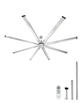 VEVOR - 96 In Ceiling Fan without Light, 6-Speed Remote Control, Aluminum 8-Blade, Reversible DC Motor - Silver