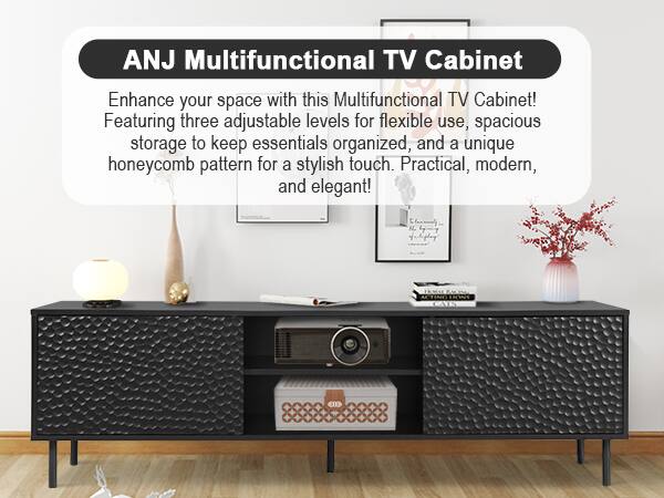 ANJ Multifunctional TV Cabinet

Enhance your space with this Multifunctional TV Cabinet! Featuring three adjustable levels for flexible use, spacious storage to keep essentials organized, and a unique honeycomb pattern for a stylish touch. Practical, modern, and elegant!