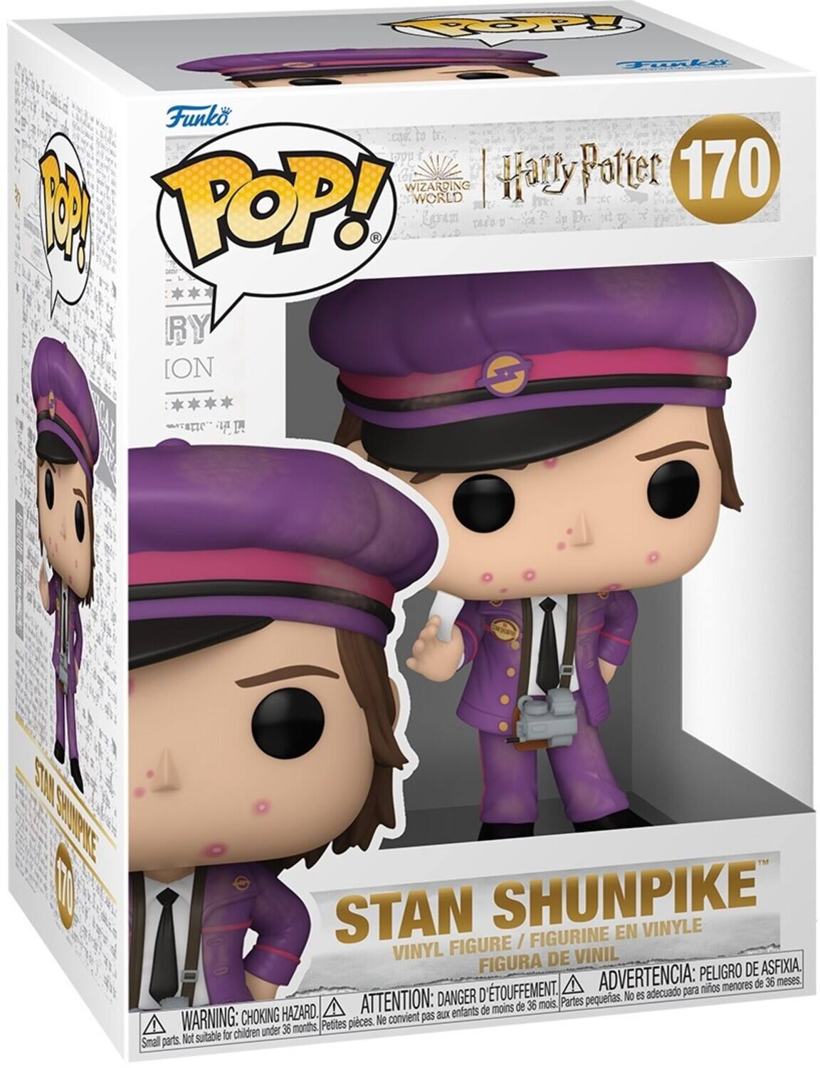 Funko POP!  
Harry Potter  
WIZARDING WORLD  
170  

STAN SHUNPIKE  
VINYL FIGURE / FIGURINE EN VINYLE / FIGURA DE VINIL  

WARNING: CHOKING HAZARD. Small parts. Not suitable for children under 36 months.  
ADVERTENCIA: PEORIGRO DE ASFIXIA. Piezas pequeñas. No es adecuado para niños menores de 36 meses.  
ATTENTION: DANGER D'ÉTOUFFEMENT. Petites pièces. Ne convient pas aux enfants de moins de 36 mois.