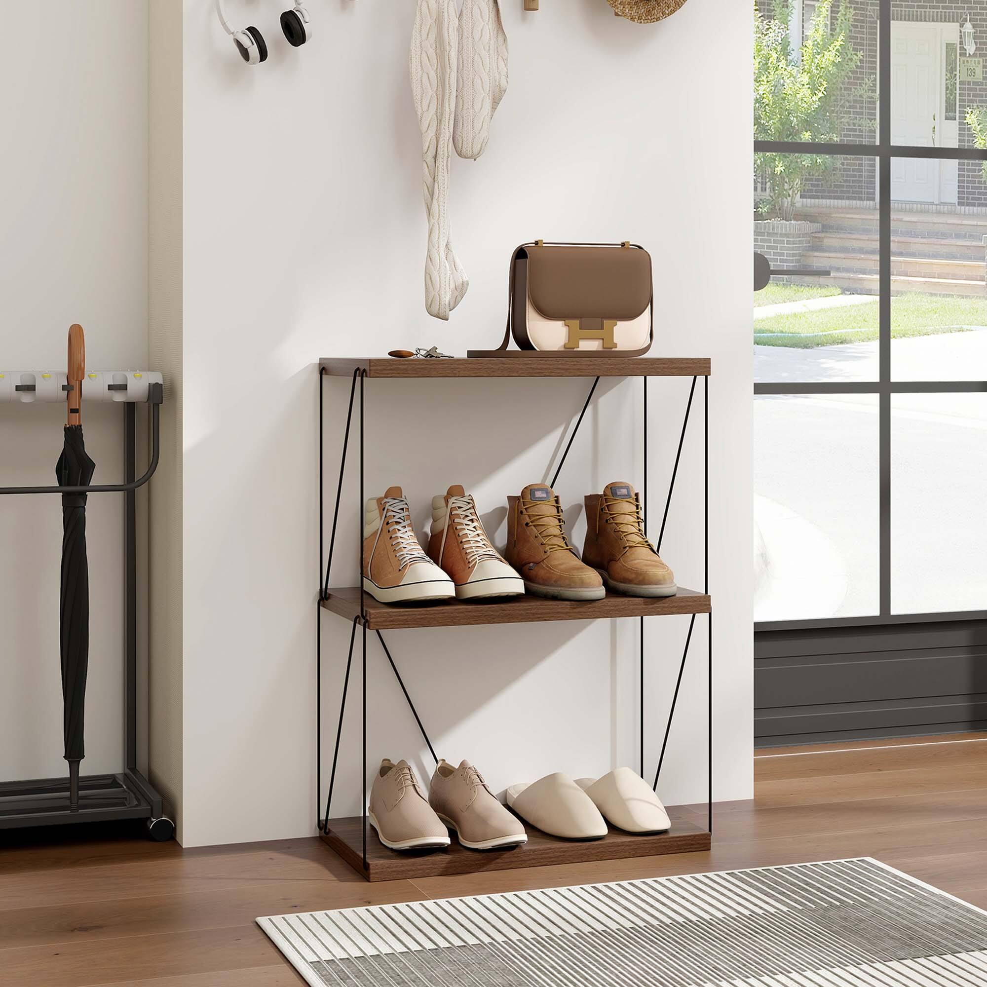 Alt View 4. Costway - Costway 1 PCS 3-Tier Multipurpose Display Rack Storage Shelving Unit with Metal Frame - Brown.