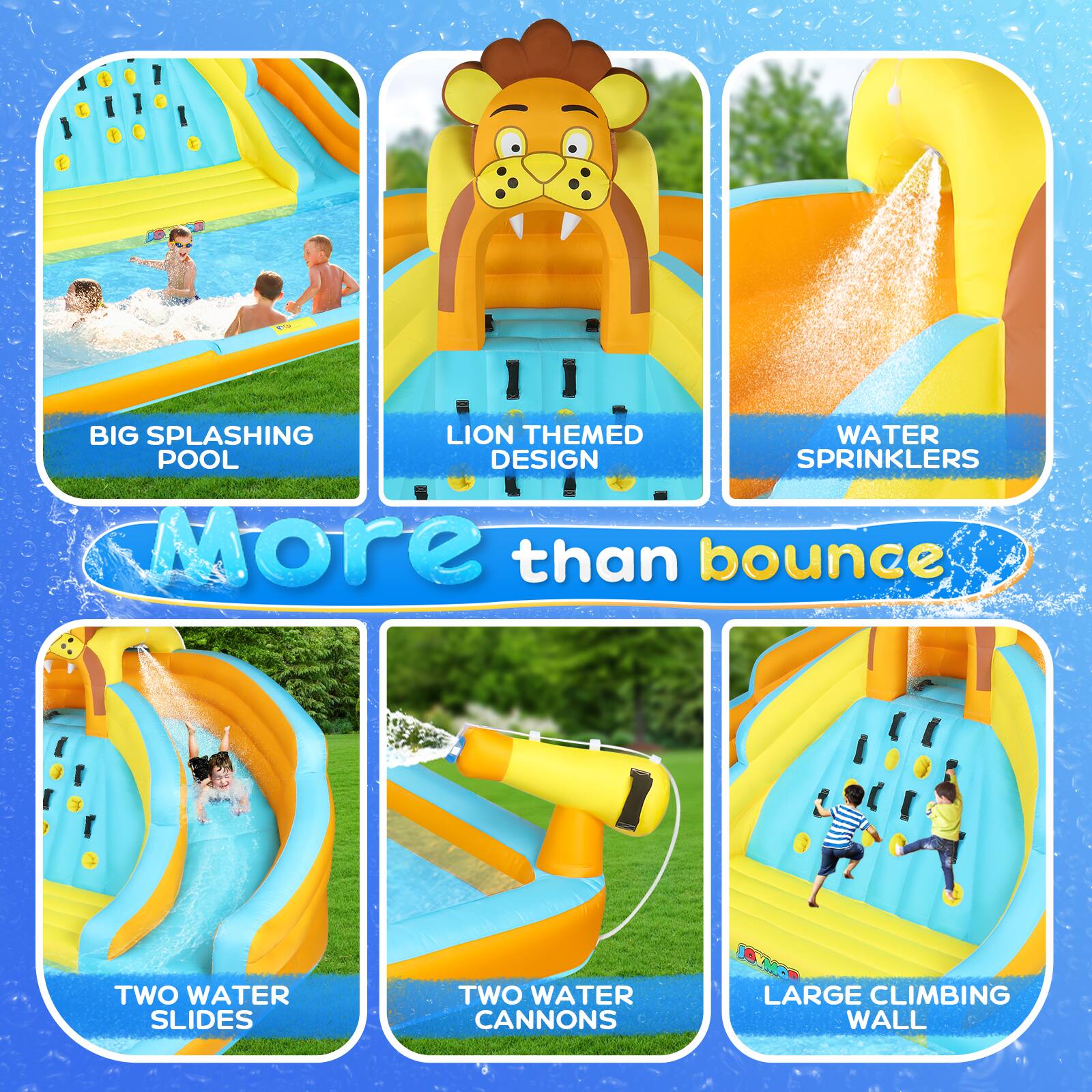 Alt View 2. Winado - 7-in-1 Inflatable Water Slides for Kids Backyard w/2 Slides, Large Climbing Wall for Kids Indoor Outdoor.