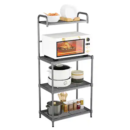 Front. Costway - Costway 4-Tier Baker's Rack Microwave Oven Stand Shelves Kitchen Storage Rack Organizer - Gray.