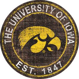 Fan Creations - Iowa Hawkeyes 24'' Round Heritage Logo Sign - Multicolor