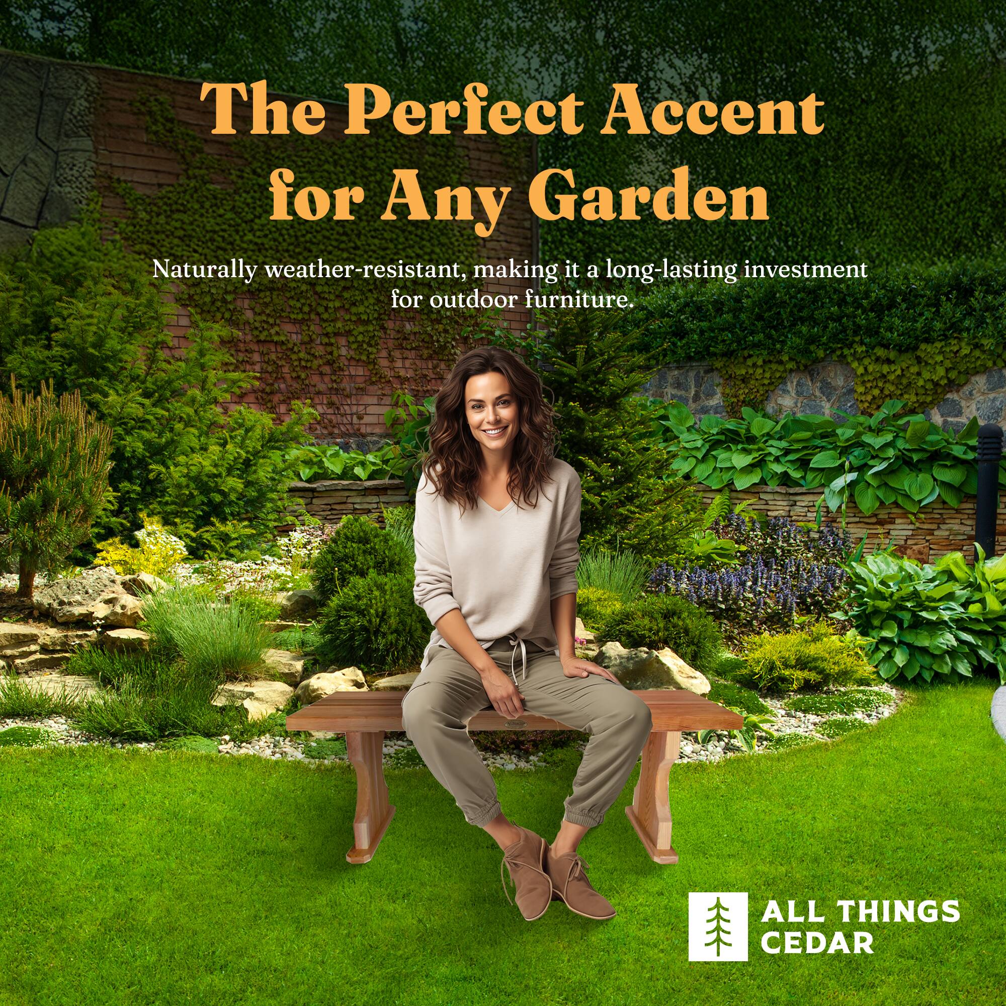 The Perfect Accent for Any Garden

Naturally weather-resistant, making it a long-lasting investment for outdoor furniture.

ALL THINGS CEDAR