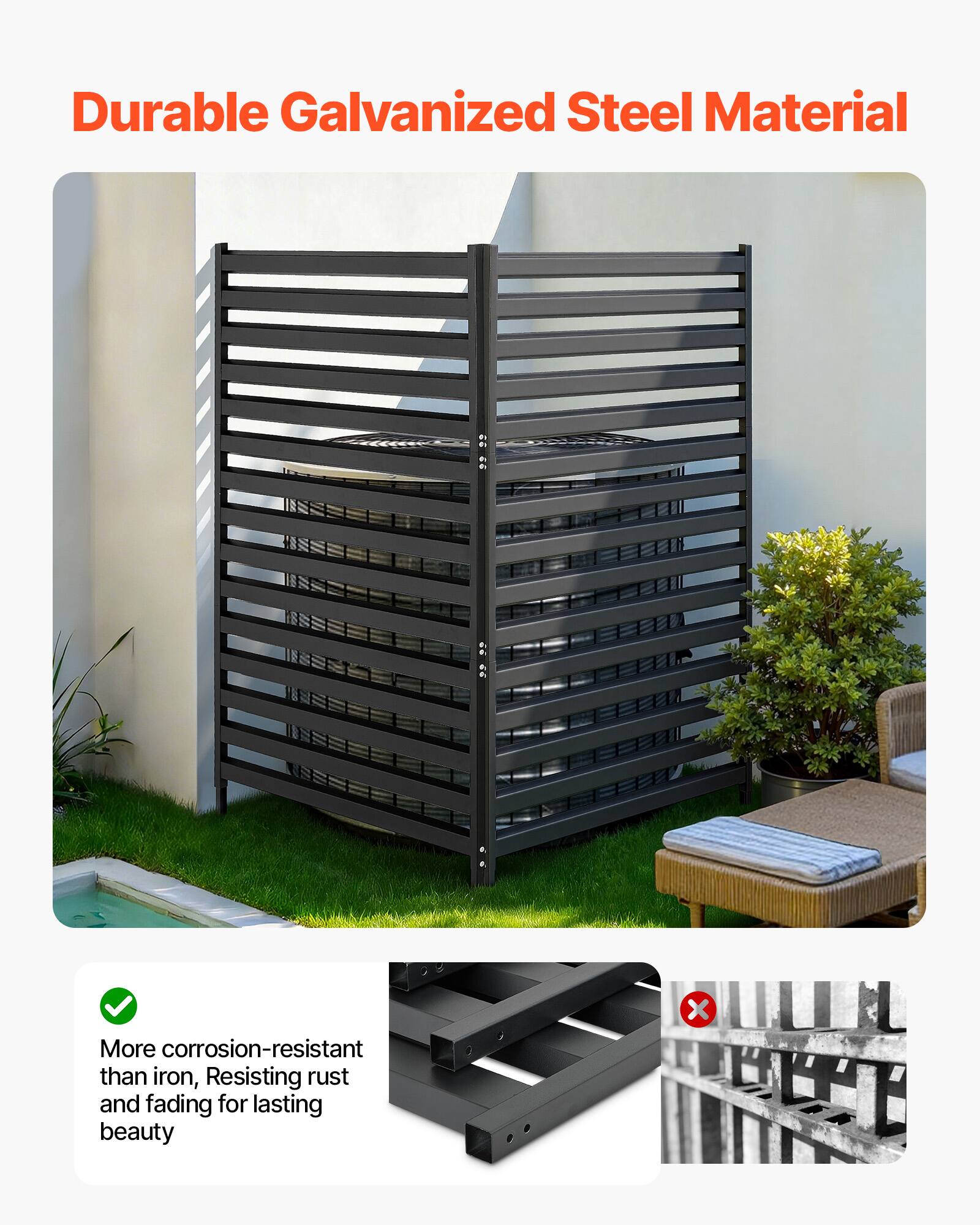Durable Galvanized Steel Material

More corrosion-resistant than iron, resisting rust and fading for lasting beauty