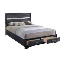 Manhattan Lane - Contemporary Acrylic Trim Accent Eastern King Bed with 2 Drawers, Black - Black