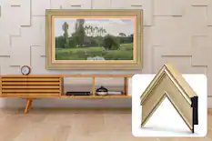 Front. Deco TV Frames - Premiere Bezel for Samsung the Frame TV - 43" - Champagne.