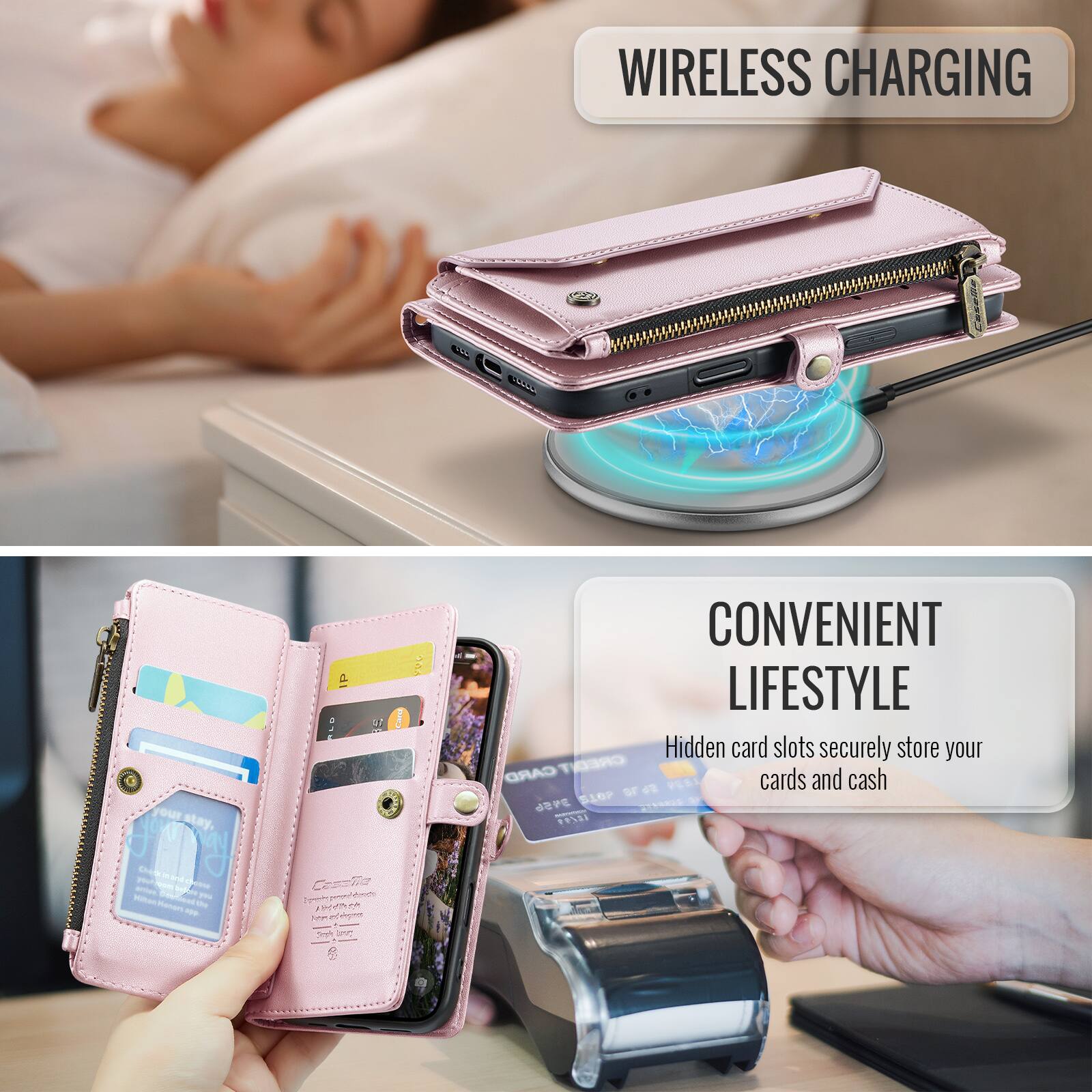 WIRELESS CHARGING for your stay. and a CONVENIENT LIFESTYLE Hidden card slots securely store your CARD CREDIT DEBIT cards and cash