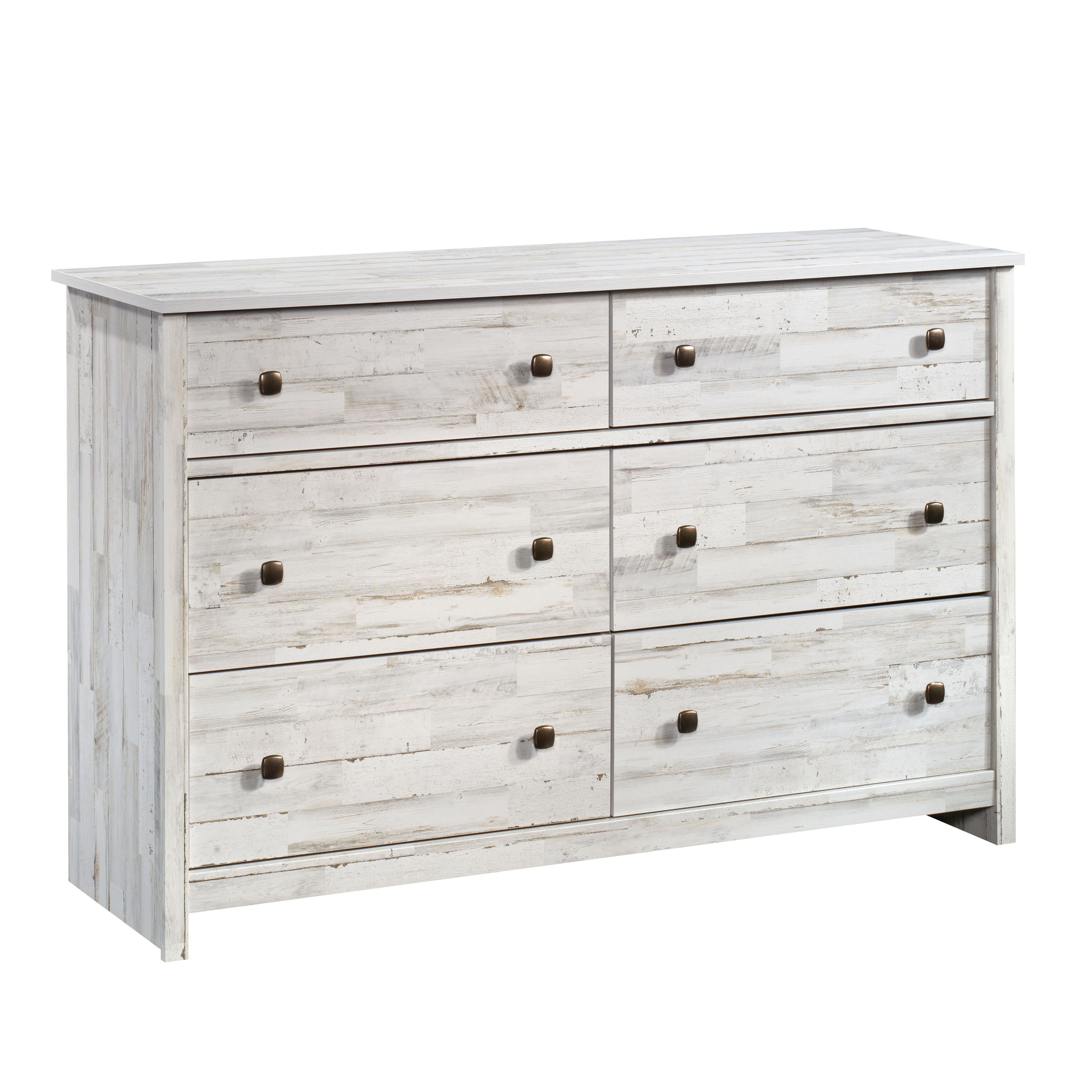 Angle. Sauder - River Ranch Night Stand Dresser - White Plank.