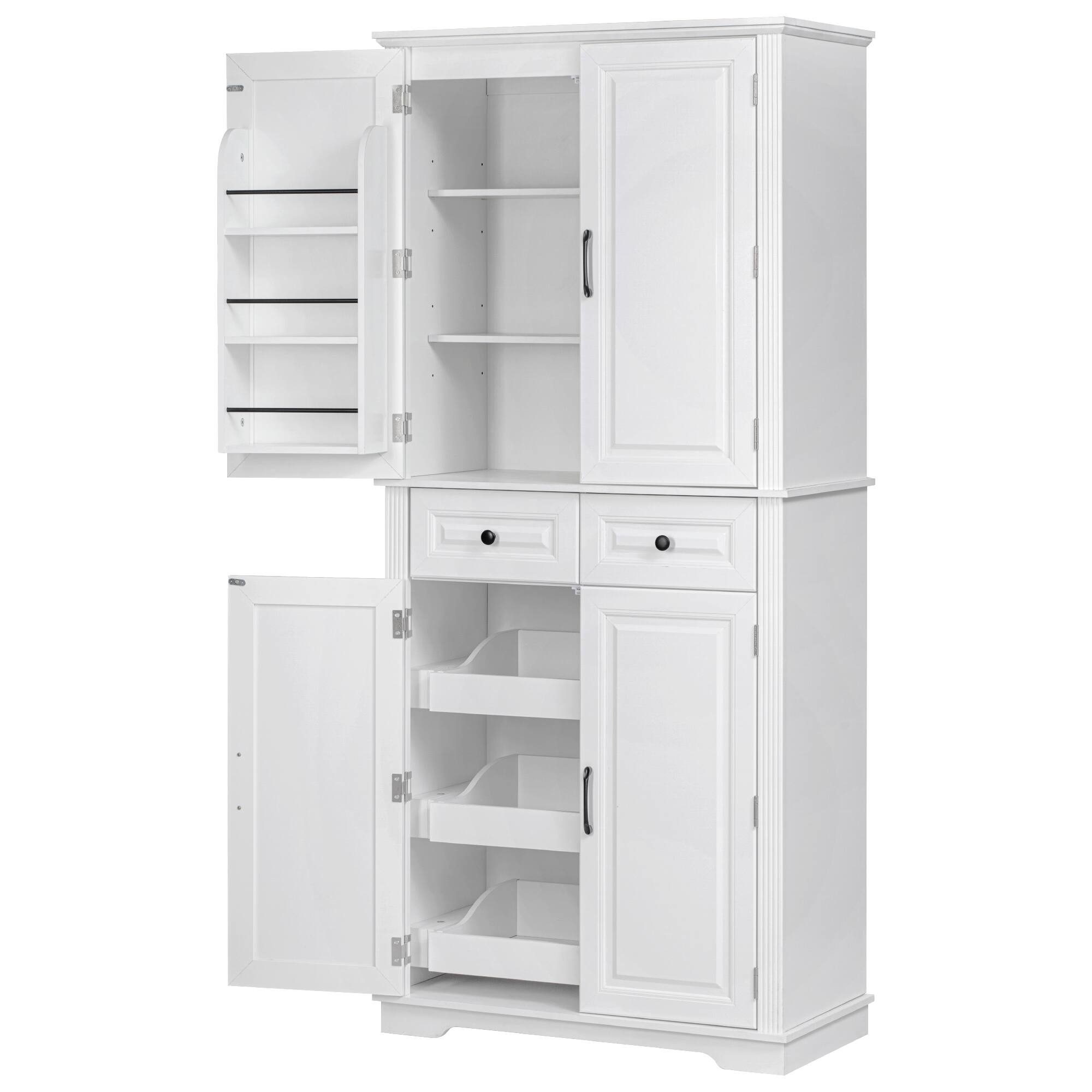 Front. Dexmalle - Dexmalle-71" Tall Farmhouse Freestanding Kitchen Storage Cabinet-White - White.