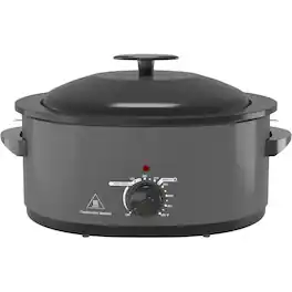 Forest'nSky - Grey 8QT Portable Slow Cooker with Self-Basting Lid Defrost & Keep Warm - Gray