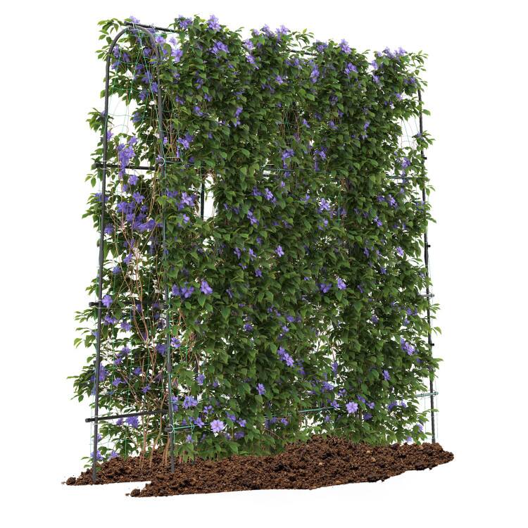 Alt View 3. Mondawe - 71 x 71 Inch U-Shaped Garden Trellis for Climbing Plants with Ground Stakes - Black.