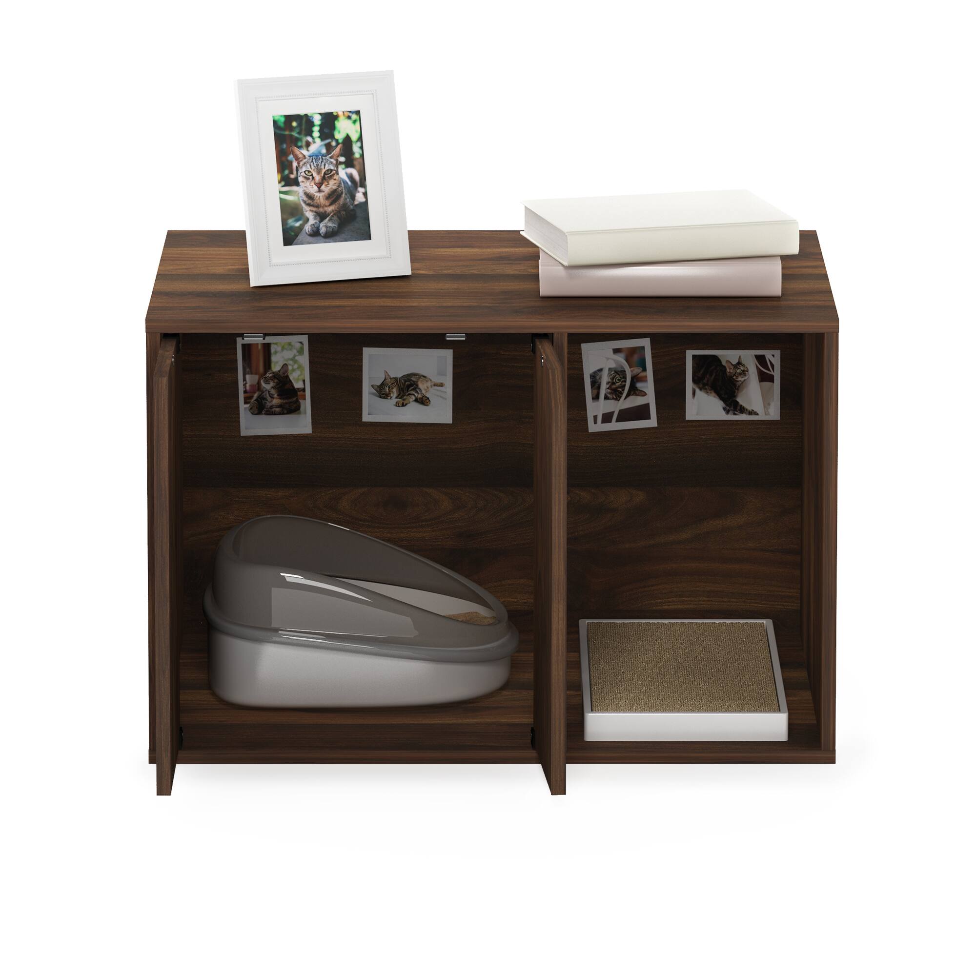 Alt View 4. Furinno - Peli Small Litter Box Enclosure - Columbia Walnut.