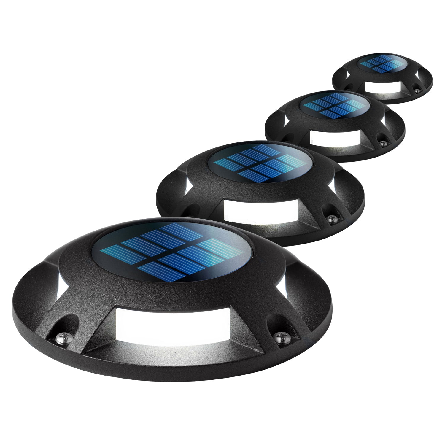 Home Zone Security - ELJ6538V 4 Pack Solar Deck Lights, 20 Lumens, Waterproof, Auto On Sensor, Fence Step Pathway