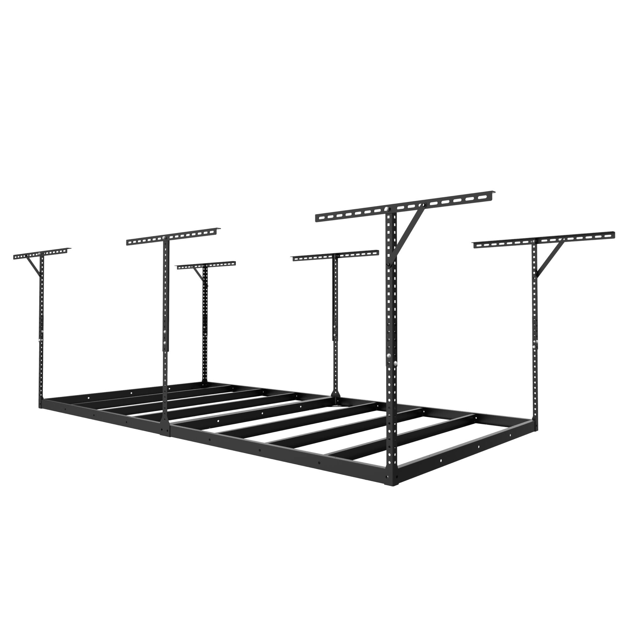 Left. Fleximounts - Max Series Frame Only 48 in. W x 96 in. D x 24 - 40 in. H Heavy Duty Ceiling Mounted Overhead Garage Storage Rack - Black.