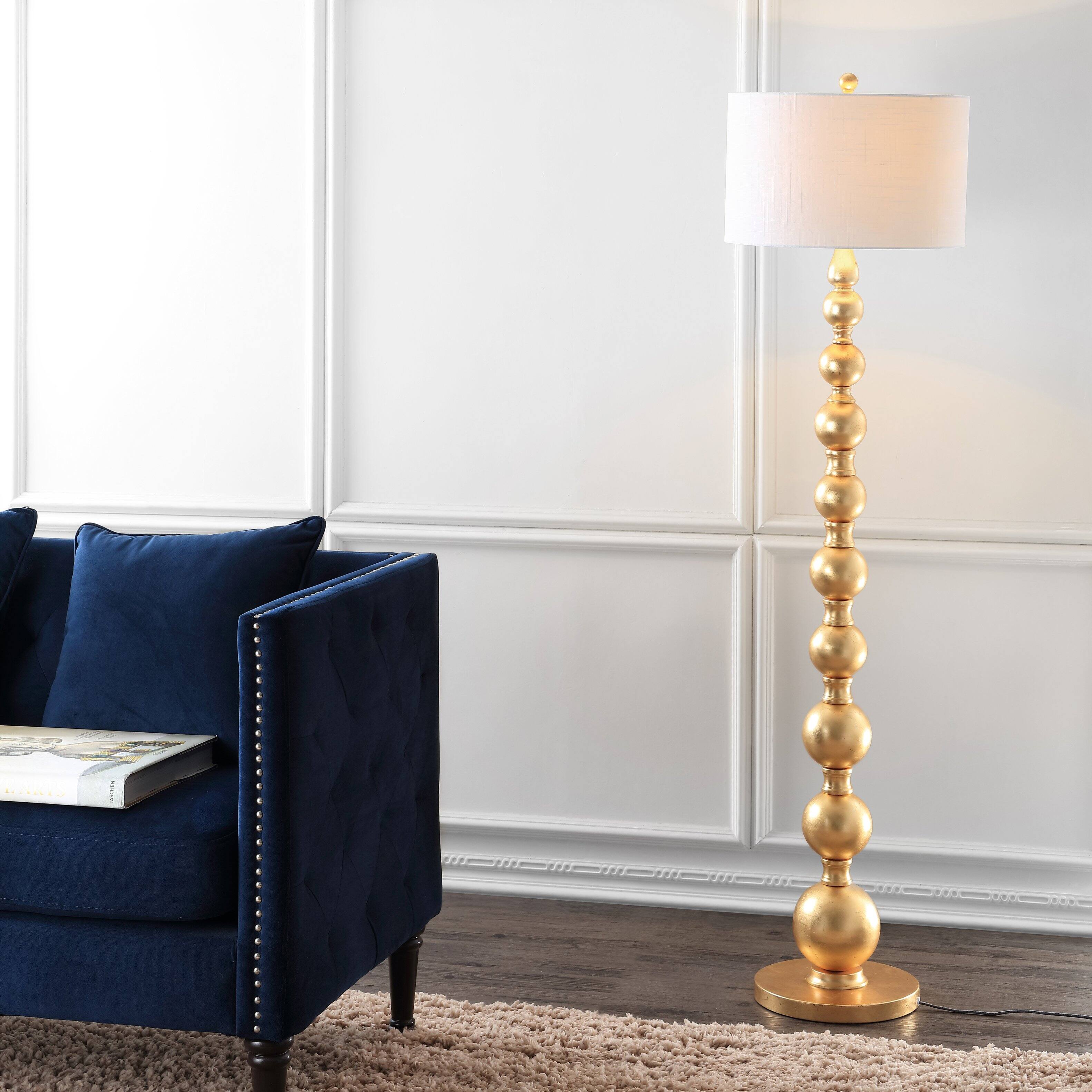 Alt View 1. Jonathan Y - Adriana 62.5" Contemporary Transitional Metal LED Floor Lamp, Gold Painting - Gold Painting.
