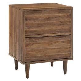 FurniFact - Wooden Nightstand with Two Drawers and Sleek Modern Design - Brown