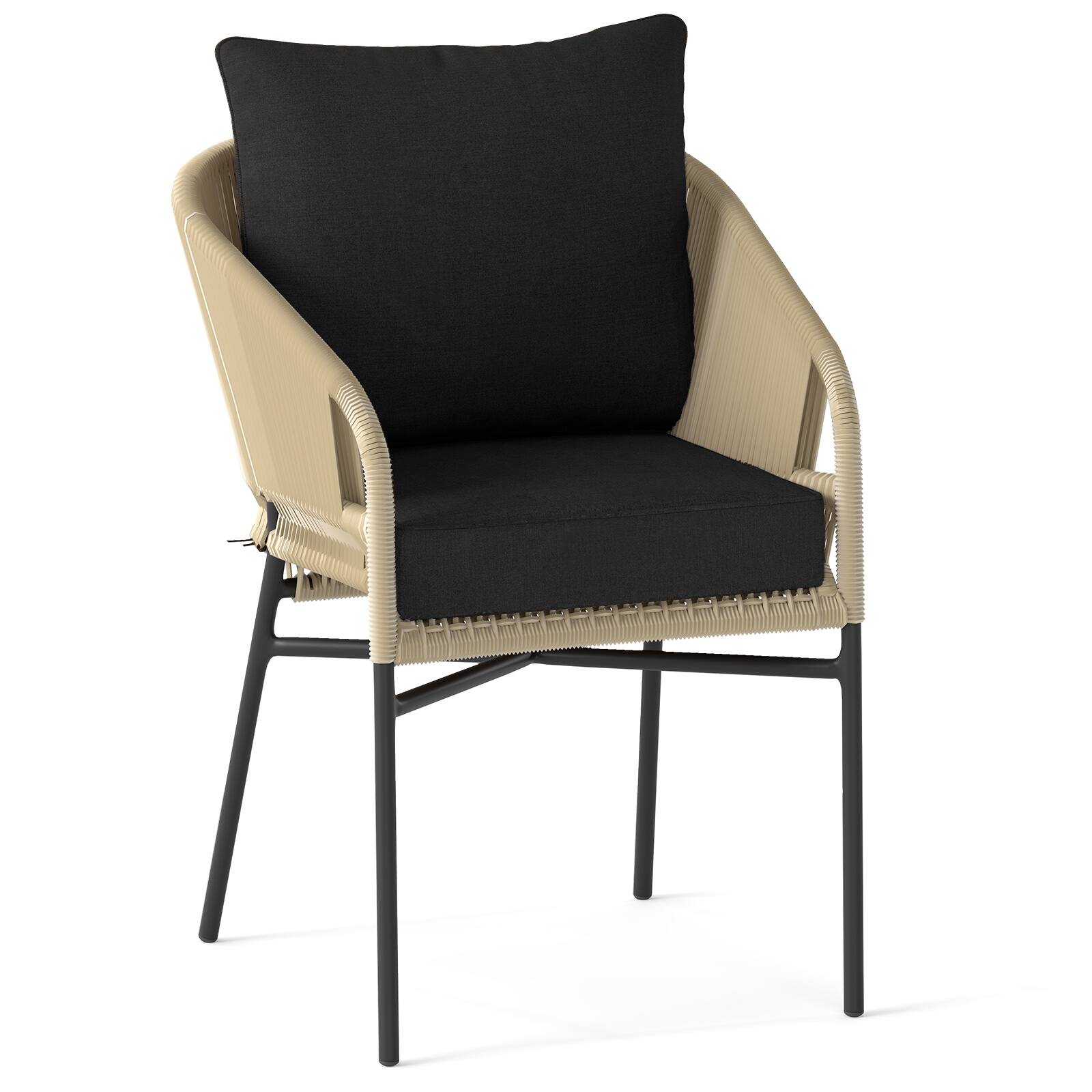 Alt View 8. Gymax - Gymax Deep Seat Chair Cushion Pads Set Indoor/Outdoor w/ Rope Belts Black - Black.