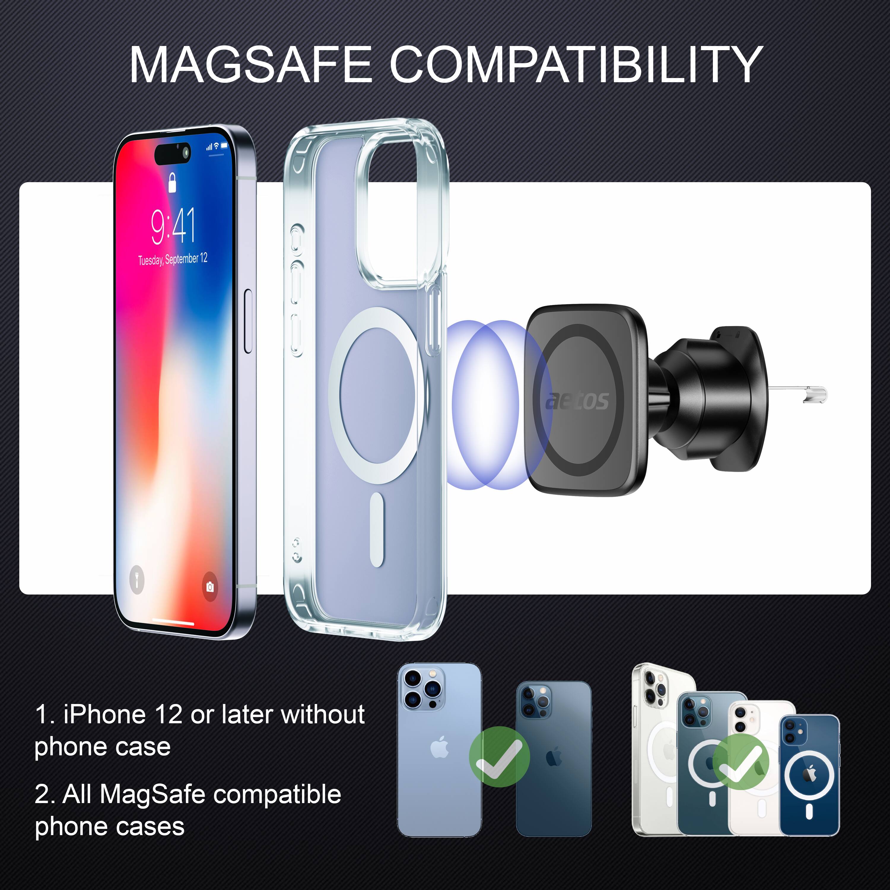 MAGSAFE COMPATIBILITY

1. iPhone 12 or later without phone case
2. All MagSafe compatible phone cases