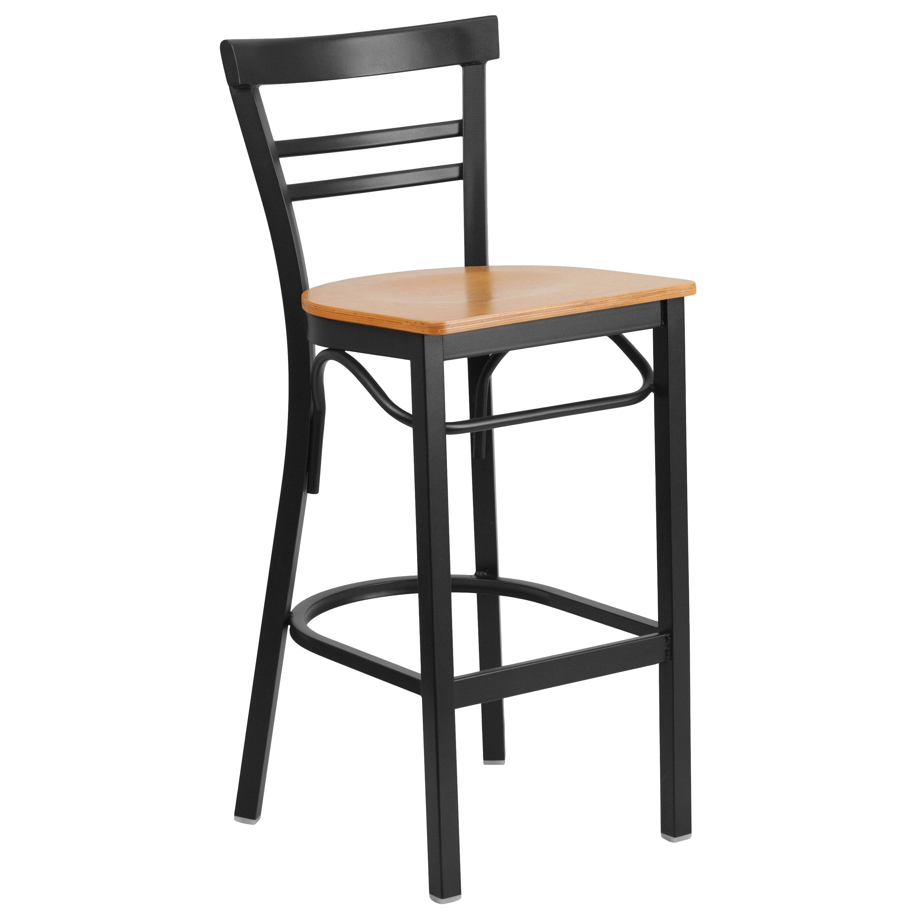 Natural Wood Seat/Black Metal Frame