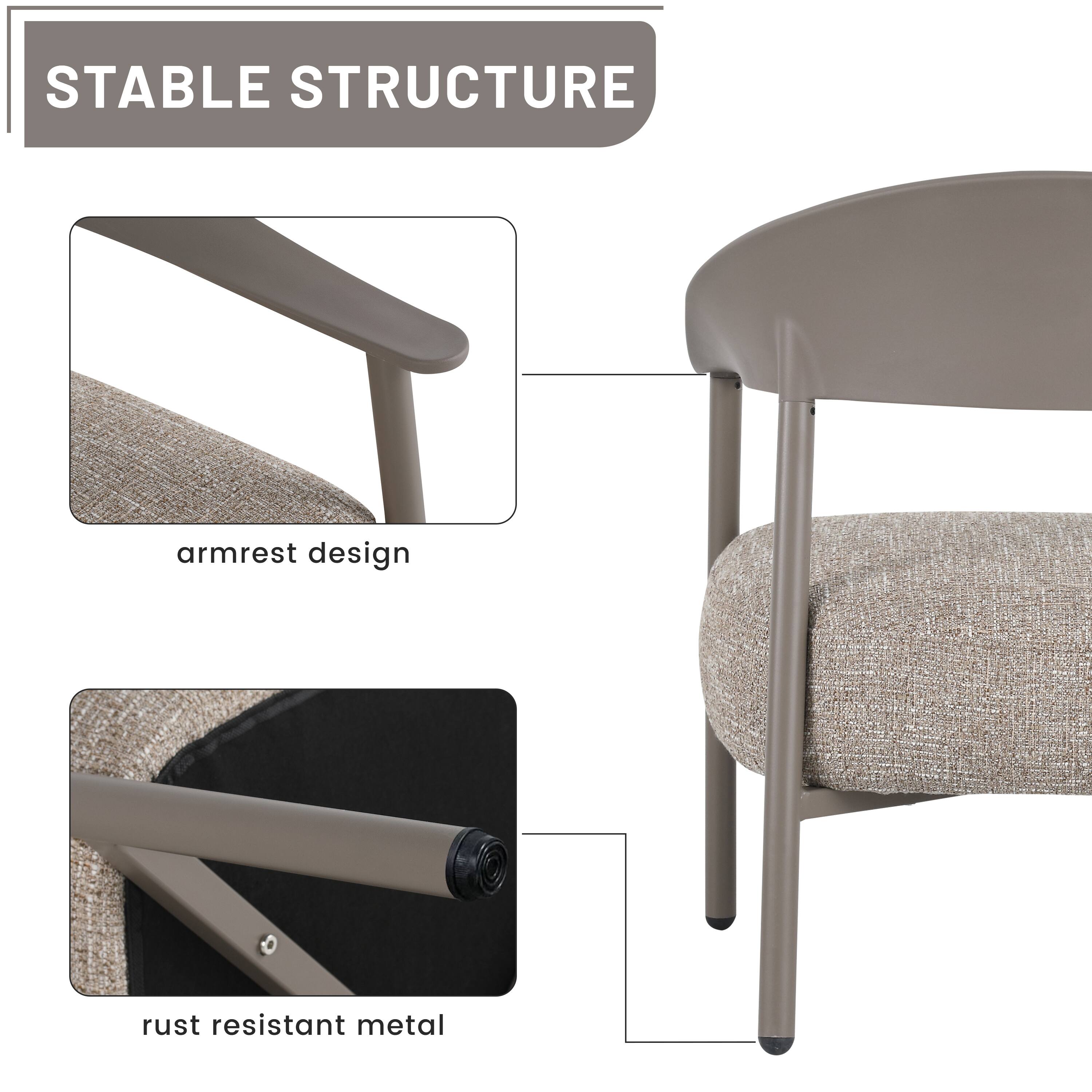 STABLE STRUCTURE

- armrest design
- rust resistant metal