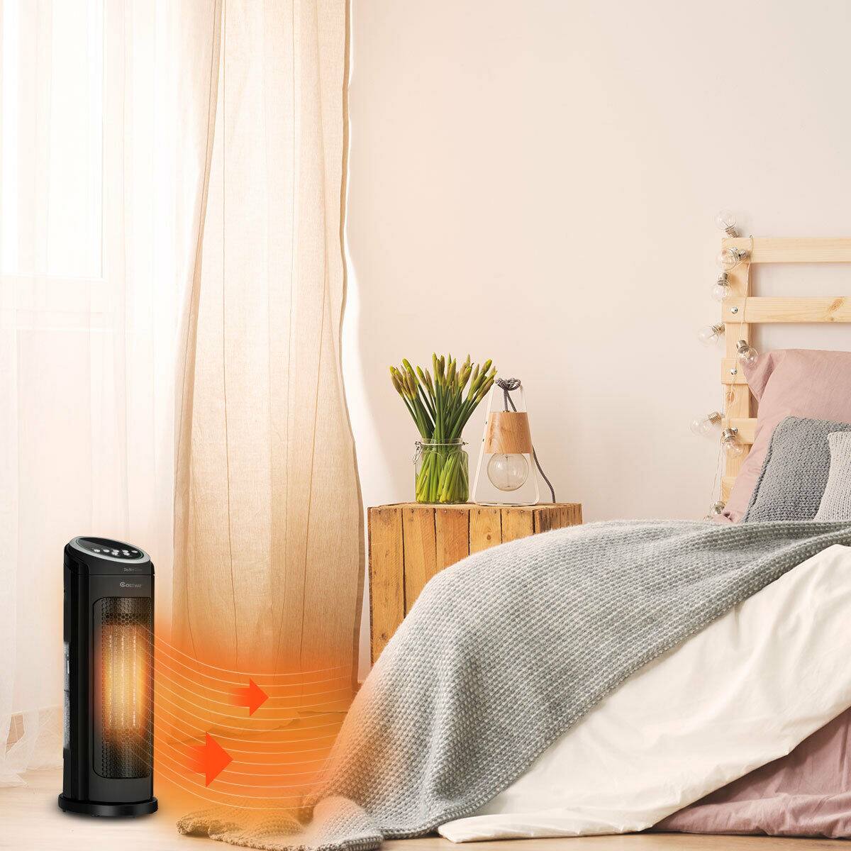 Alt View 10. Costway - Costway Portable Oscillating PTC Ceramic Space Heater 1500W LED 12H Timer Remote Control - Black.