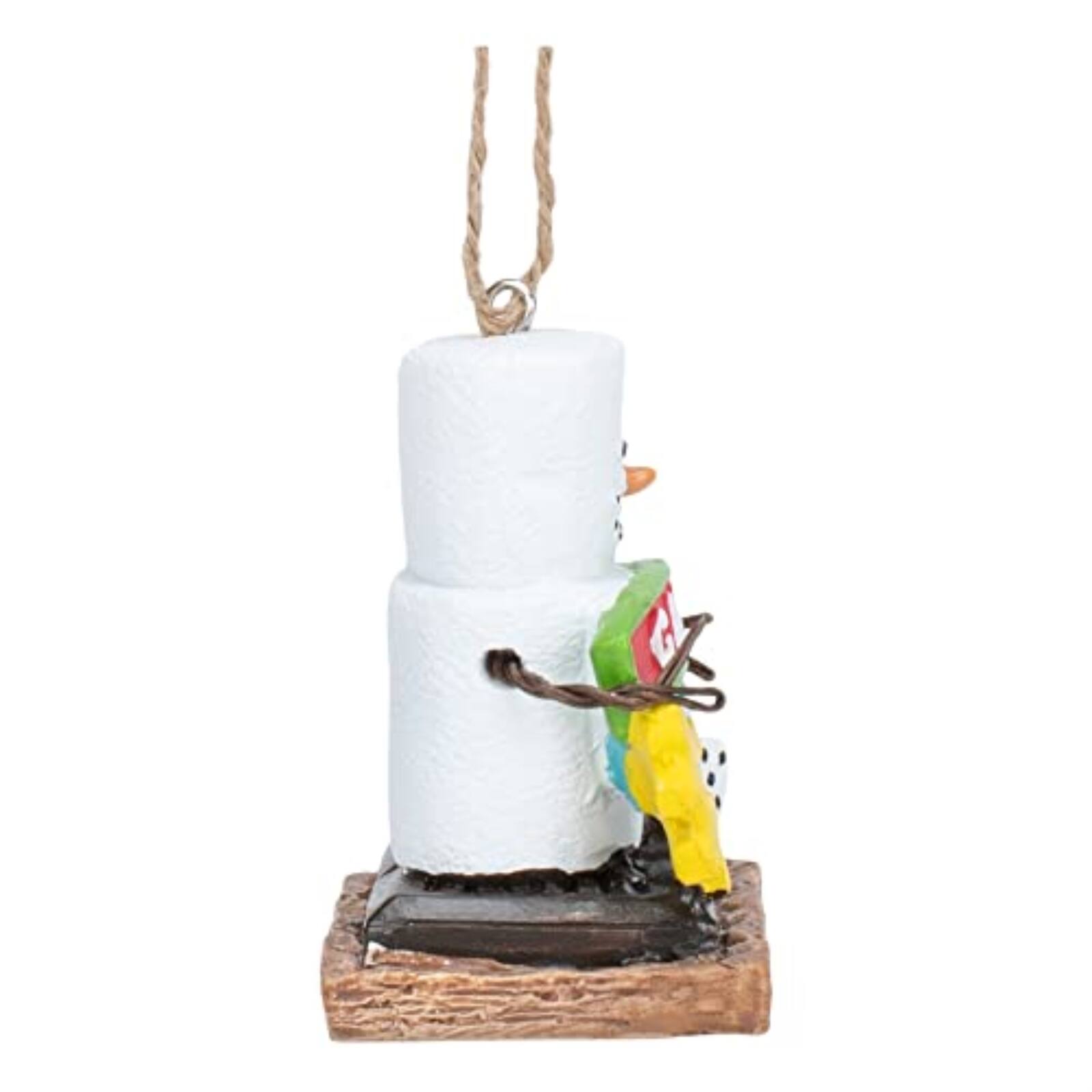 Angle. Ganz - Ganz Smores Marshmallow Snowman Game Night Resin Christmas Tree Ornament 2.6 inch - White.