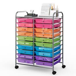 Costway - 20 Drawer Rolling Storage Cart Scrapbook Paper Office School Organizer - Multicolor