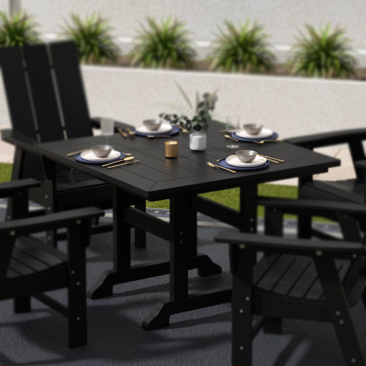 Angle. WestinTrends - WestinTrends Malibu 43" Outdoor Patio Square Dining Table - Black.