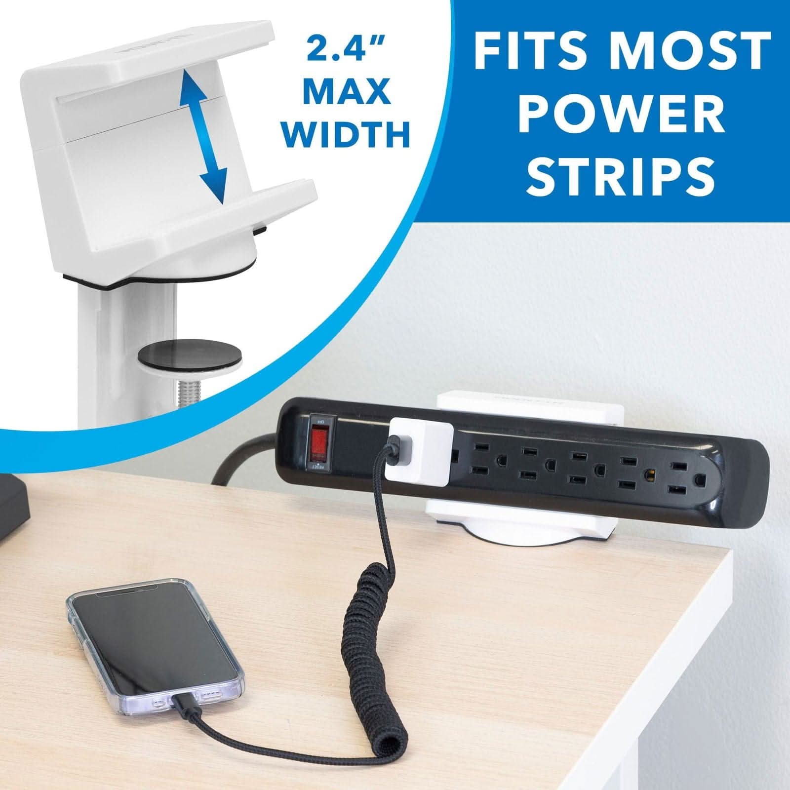 2.4" MAX WIDTH  
FITS MOST POWER STRIPS