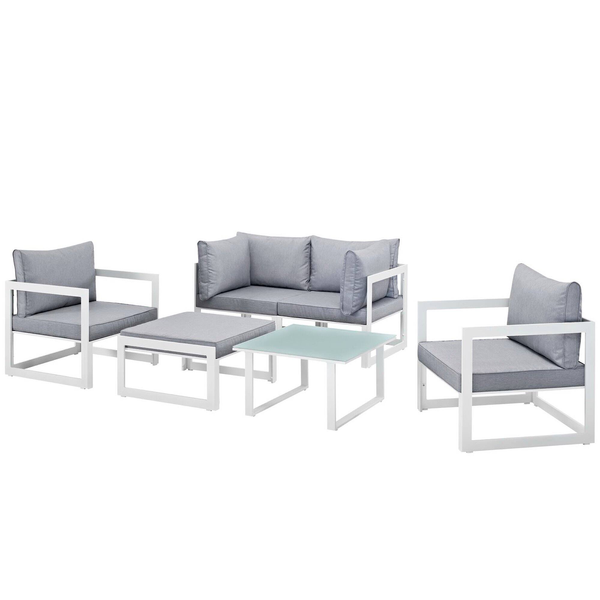 Angle. Modway - Fortuna 6 Piece Outdoor Patio Sectional Sofa Set by Modway - White Gray.