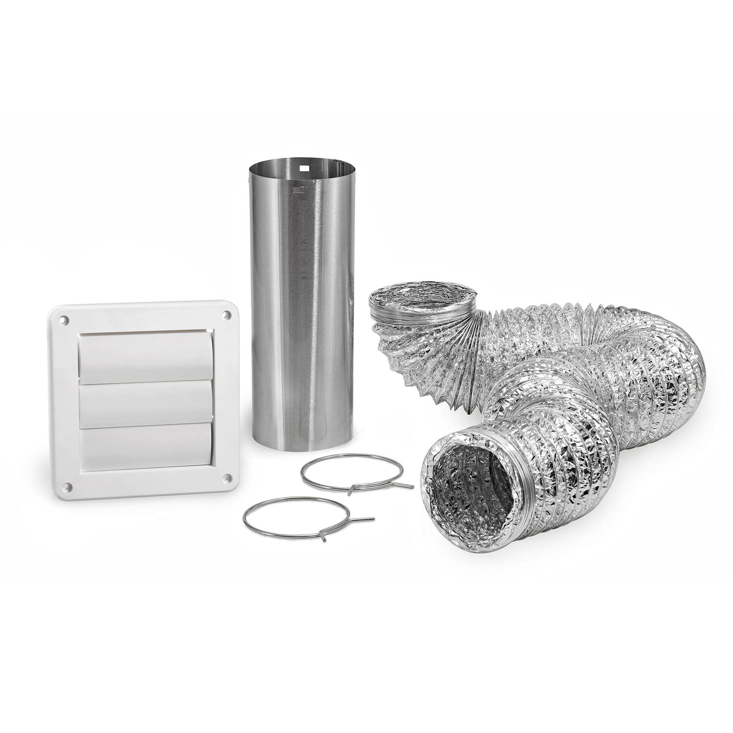 Angle. Lambro - 4" x 8-ft UL 2158A Transition Duct Louvered Vent Kit.