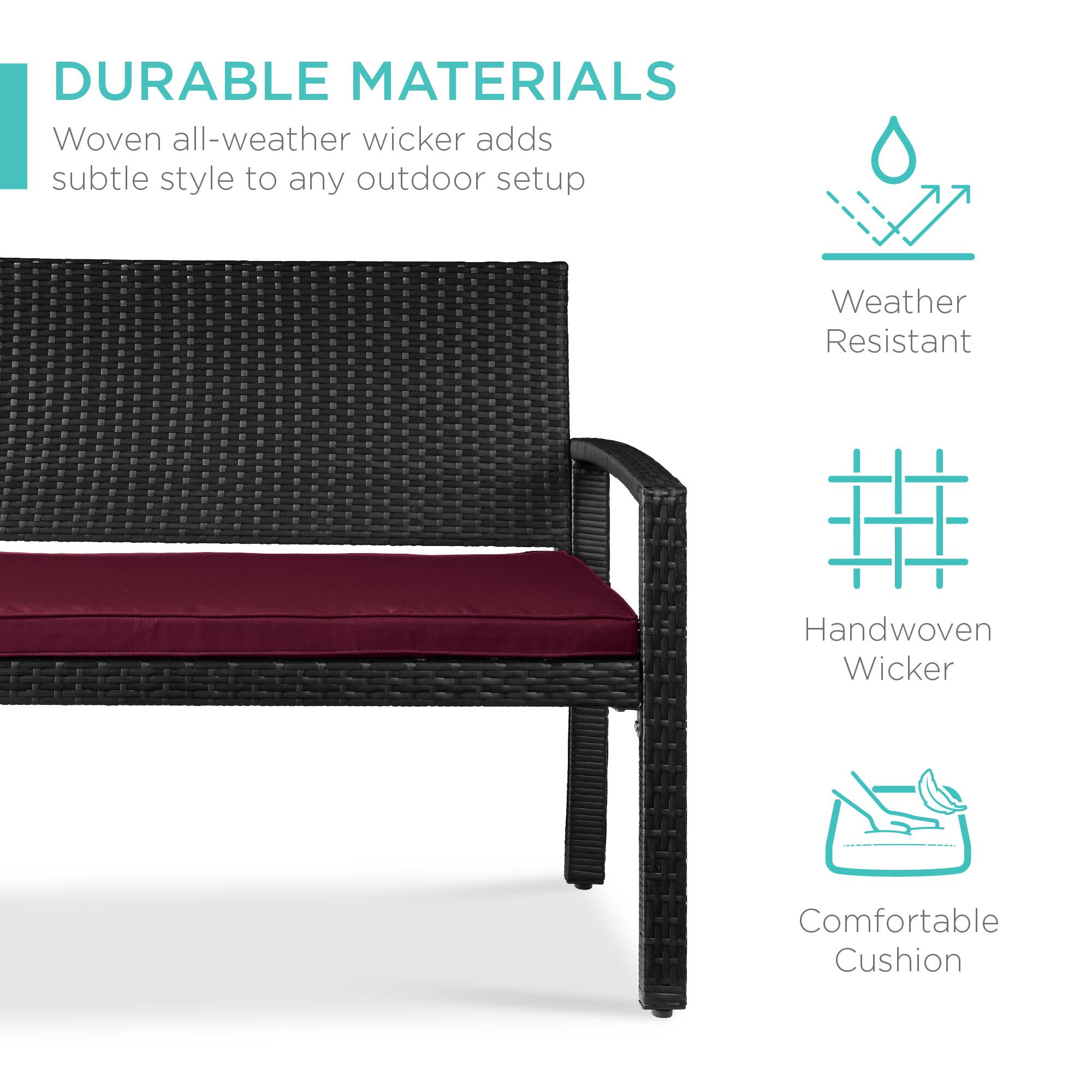 DURABLE MATERIALS

Woven all-weather wicker adds subtle style to any outdoor setup

- Weather Resistant
- Handwoven Wicker
- Comfortable Cushion