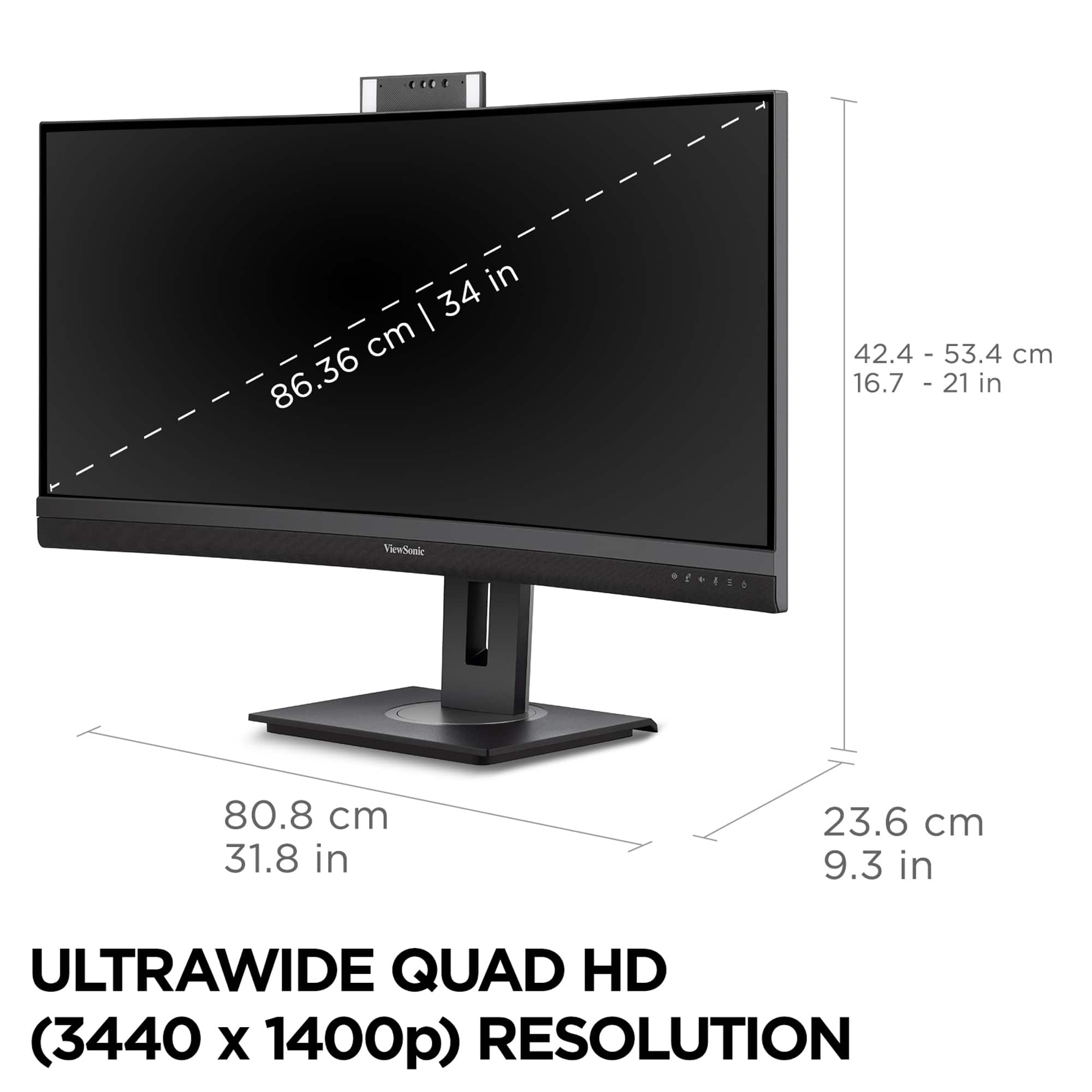 The text on the image reads: "UltraWide Quad HD (3440 x 1400p) Resolution."