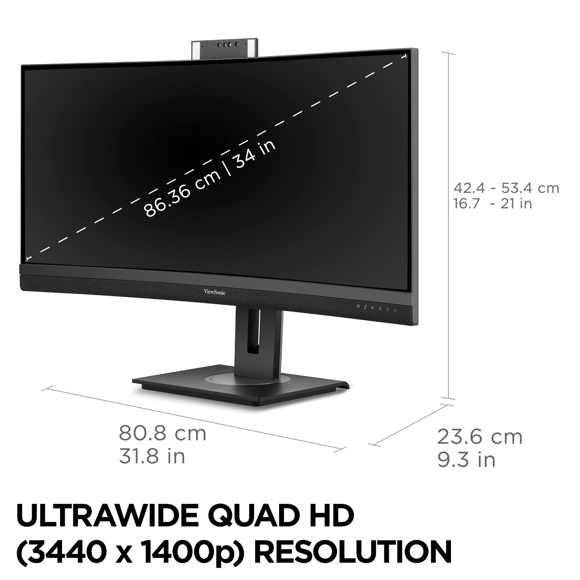 The text on the image reads: "UltraWide Quad HD (3440 x 1400p) Resolution."