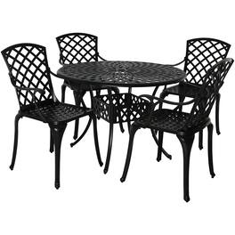 Sunnydaze - Crossweave Design Cast Aluminum 5-Piece Patio Dining Set - Black