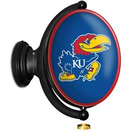 The Fan-Brand - Kansas Jayhawks 23'' x 21'' Logo Illuminated Rotating Wall Sign - Multicolor
