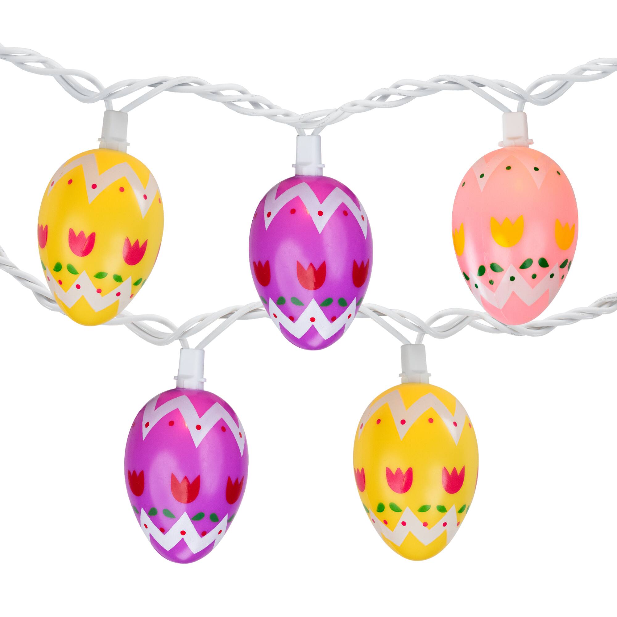 Alt View 1. Northlight - 10-Count Pastel Multi-Color Easter Egg String Light Set, 7.25ft White Wire - Pink.