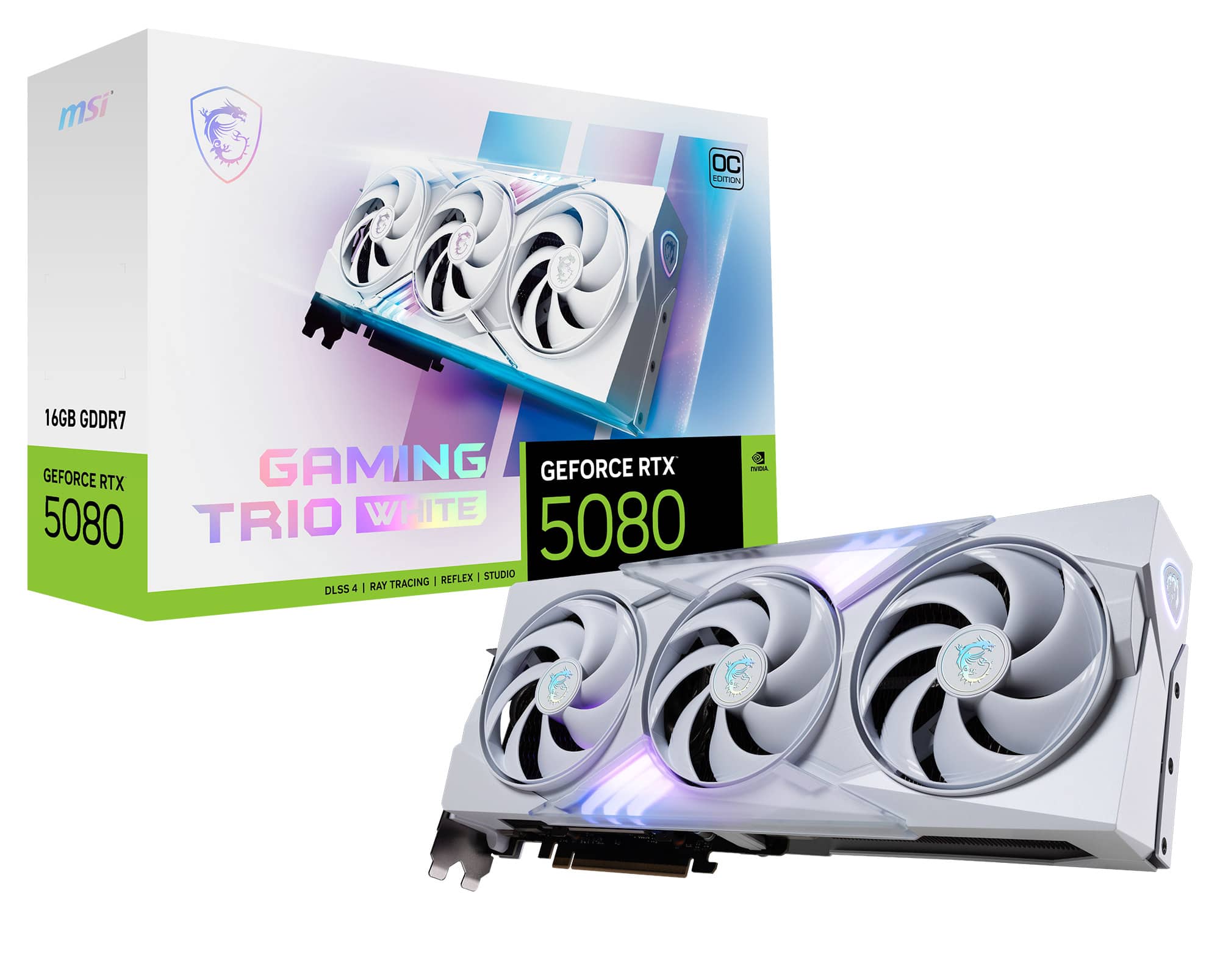 msi OC Gaming GeForce RTX 5080 Trio White 5080 Reflex | Studio 4 | Ray Tracing | DLSS | SA