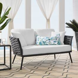 Stance Outdoor Patio Aluminum Loveseat by Modway - Gray White