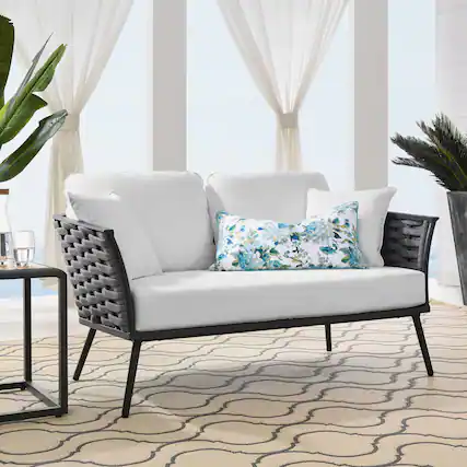 Front. Modway - Stance Outdoor Patio Aluminum Loveseat by Modway - Gray White.