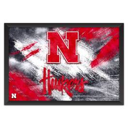 Sporticulture - Nebraska Huskers 14" x 20" Brush Stroke Logo Framed Art Print - Multicolor