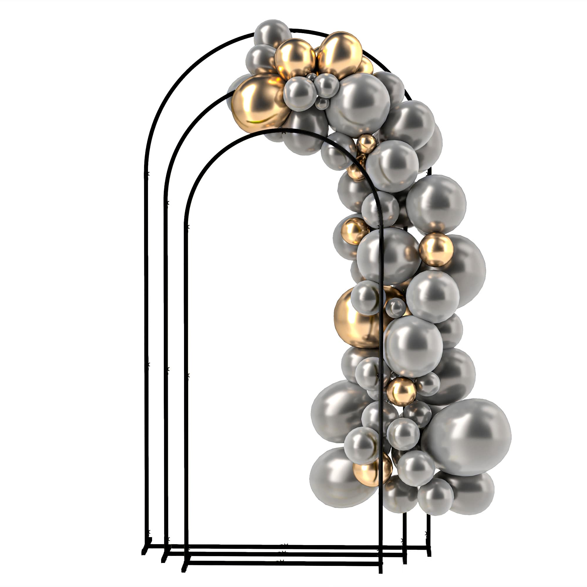 Outsunny - Metal Arch Backdrop Stand Set of 3 - Black