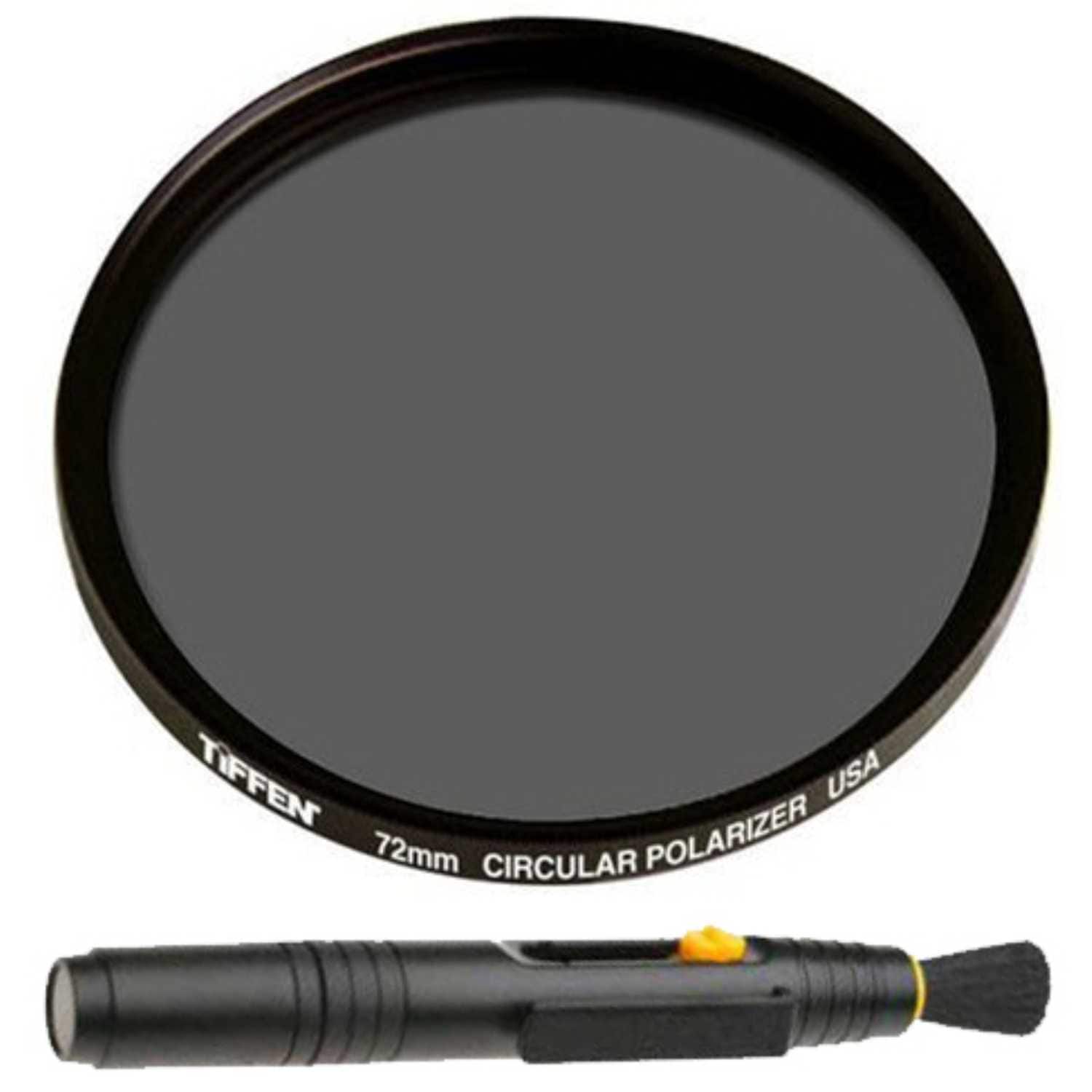 Tiffen - 72mm Circular Polarizing Lens Filter and Lens Cleaning Brush Bundle