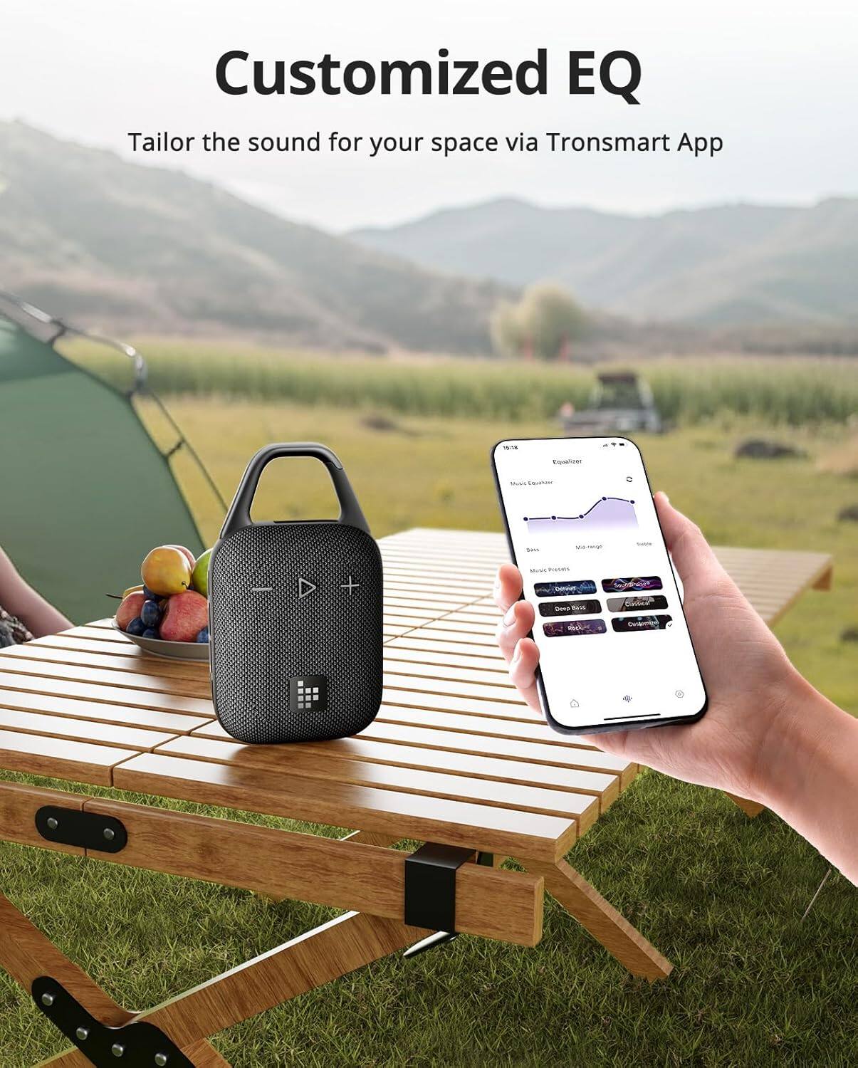 Customized EQ Tailor the sound for your space via Tronsmart App - Equalizer - Music - Ge BLS - C Grdgn