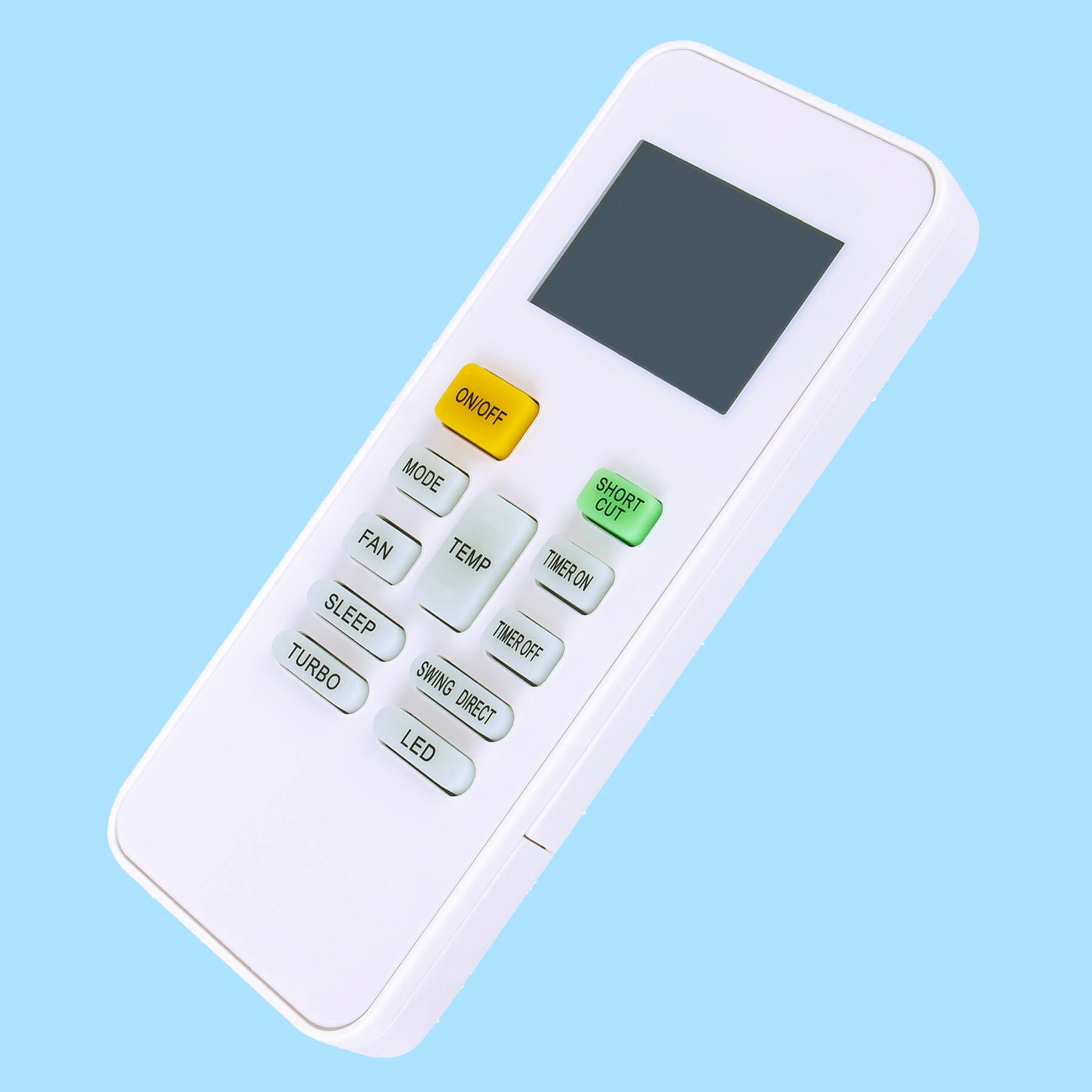 ON/OFF MODE SHORT CUT FAN TEMP TIMER ON TIMER OFF SLEEP TURBO SWING DIRECT LED