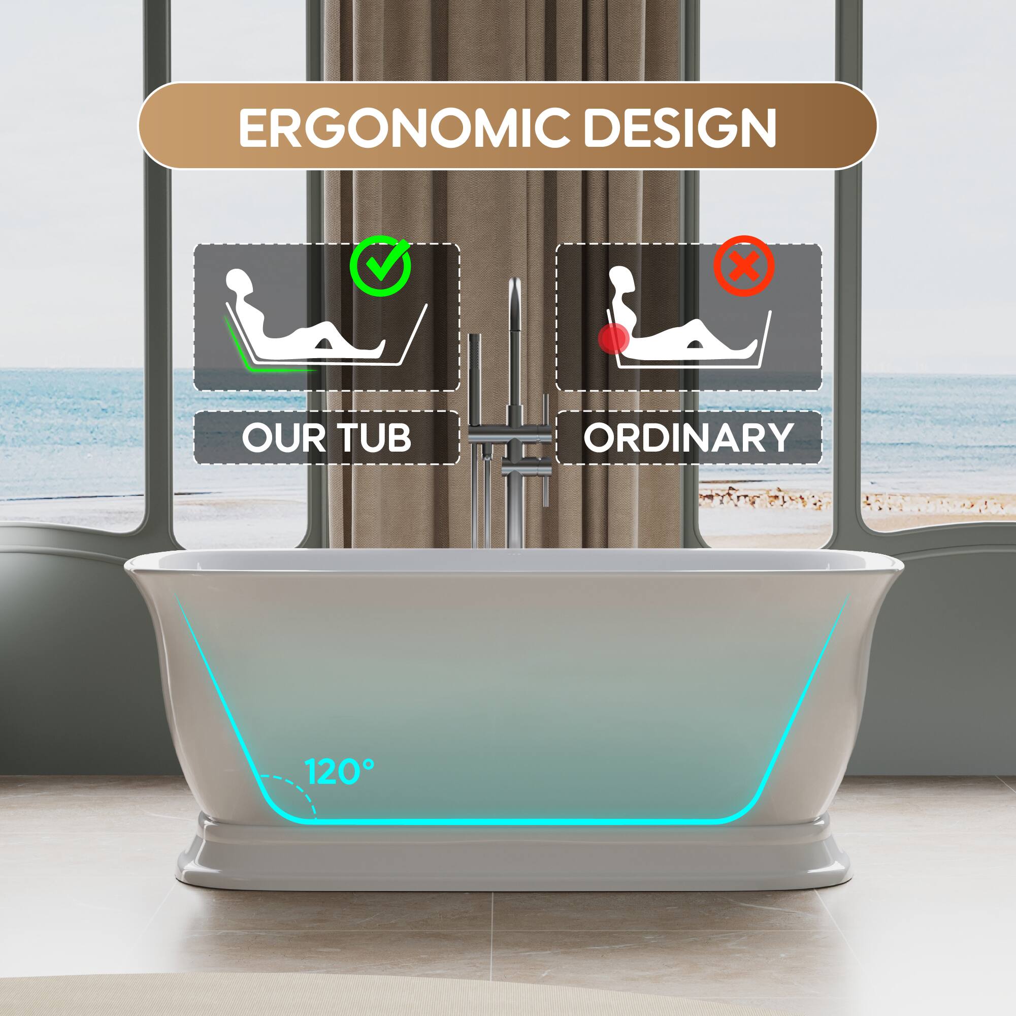 ERGONOMIC DESIGN

OUR TUB

ORDINARY

120°