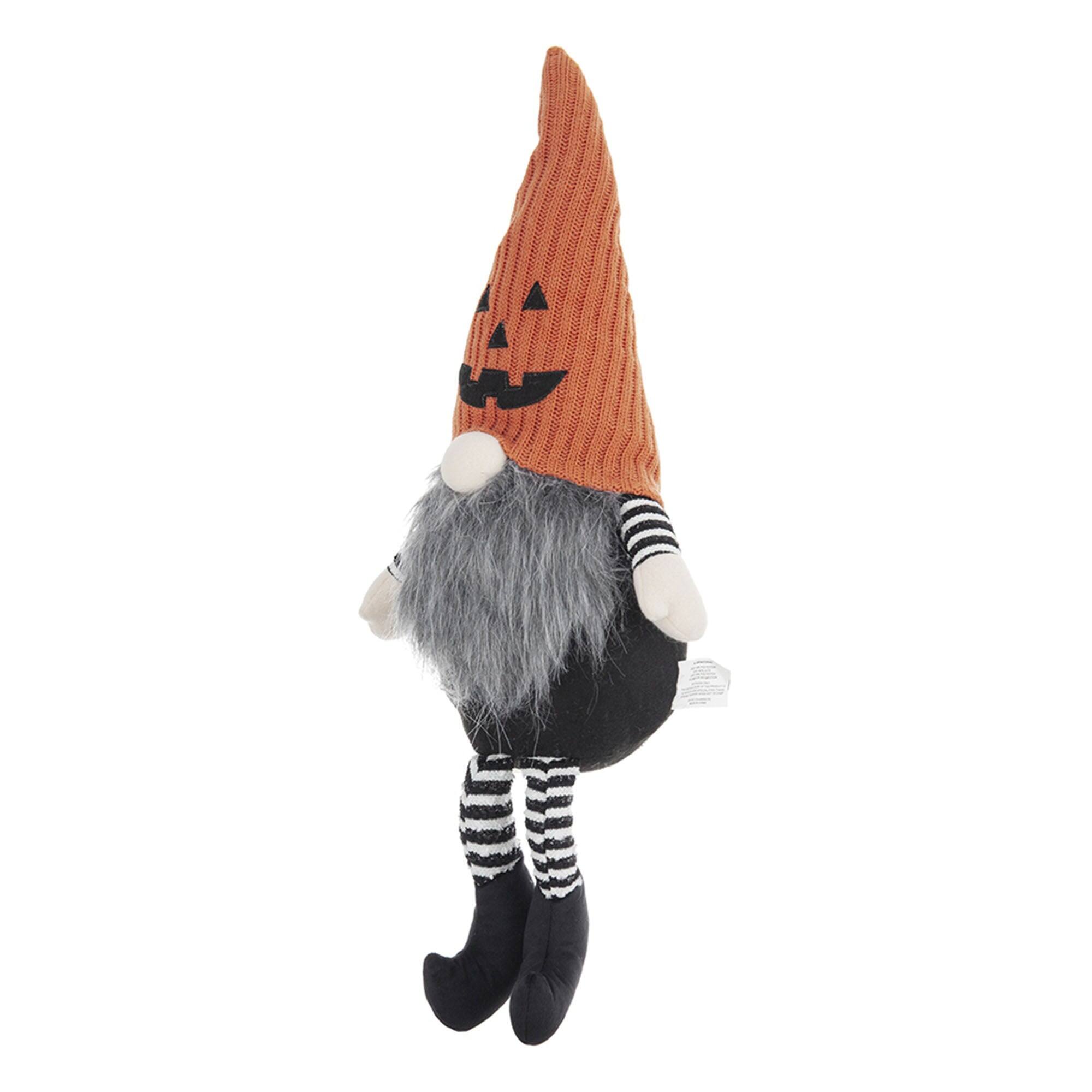 Alt View 3. Boyel Living - 23.5 Inch Seasonal Home Decor Large Halloween Sitting Gnome with Orange Knit Pumpkin Hat - Black,Orange,White.