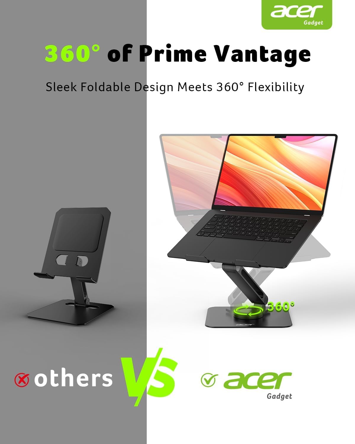 Acer Gadget 360° of Prime Vantage Sleek Foldable Design Meets 360° Flexibility

others VS Acer Gadget