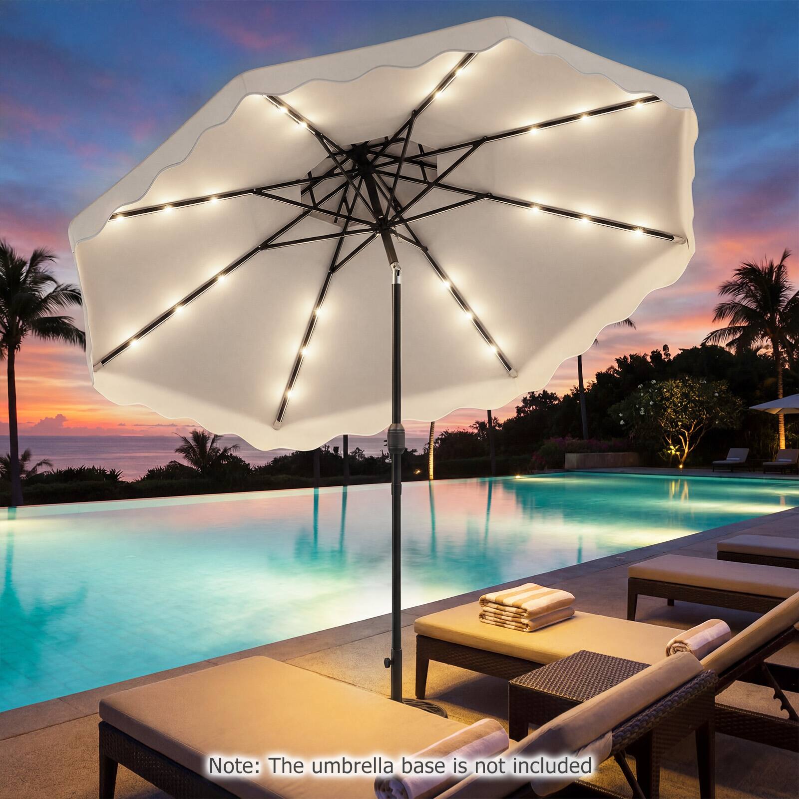 Note: The umbrella base is not included